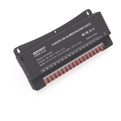 Fuente de Poder para 16 Cámaras / Salida Ajustable 12/13.5/15 Vcc / 16 A / 200 W / Montaje en Pared / Operación -20°C a 70°C