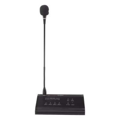Micrófono de Voceo / 4 Zonas / Comunicación 1 km (3280.8 ft) / Conexión RJ45 / Medidor de Nivel 10 Segmentos / Alimentación 24V DC