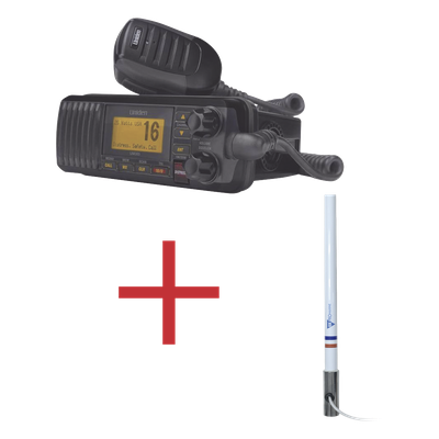 Kit de radio marina con antena de fibra de vidrio / 156-163 MHz / 25W / 2.4 m (7.9 ft) / Omnidireccional / IPX4