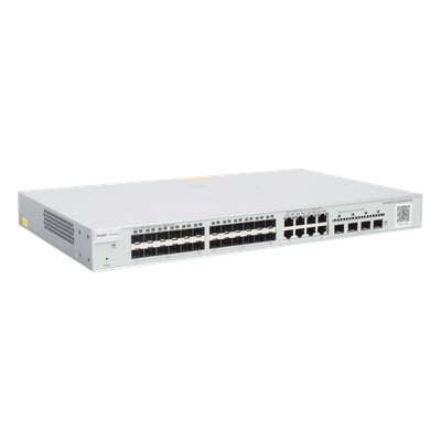 Switch Capa 3 Administrable / 24 Puertos SFP 1G / 8 Puertos Combo 10/100/1000 / 4 Puertos SFP+ 10G / 128 Gbps / 96 Mpps