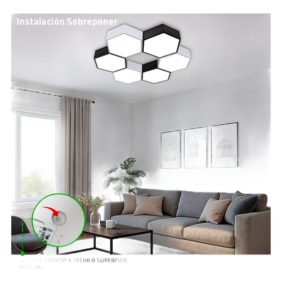 Lámpara LED Poligonal / 18 W / 1 800 lm / 6 500 K / 140° / Montaje Sobreponer o Suspendido / 85-265V~ 50/60 Hz