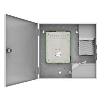 Controlador de Acceso / 4 Puertas / 8 Lectores / 100,000 Tarjetas / 10,000 Huellas / Gestión en Nube / Gabinete con Fuente 12V 8A / Soporte Batería de Respaldo