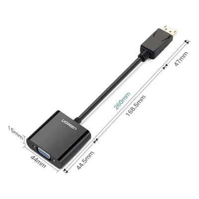 Adaptador DisplayPort a VGA / 1920x1200@60Hz / Chipset ANX9833 / Plug & Play / ABS Negro