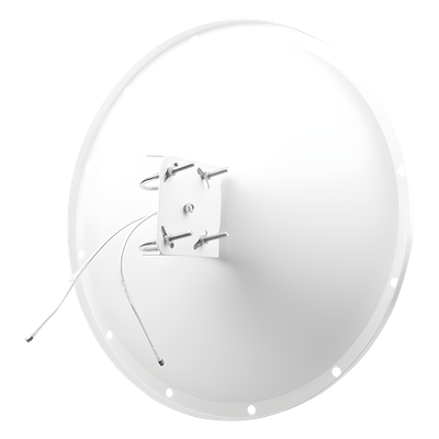 Antena Direccional / 4.8 - 6.5 GHz / 28 dBi / Alcance 20 km (12.4 mi) / Polarización Dual / Viento 200 km/h (124.3 mph)