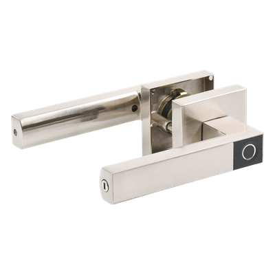 Manija Electrónica Biométrica / 30 Usuarios / Reversible Izquierda o Derecha / Níquel Satinado / Pilas AAA / Pestillo Anti-Tarjeta