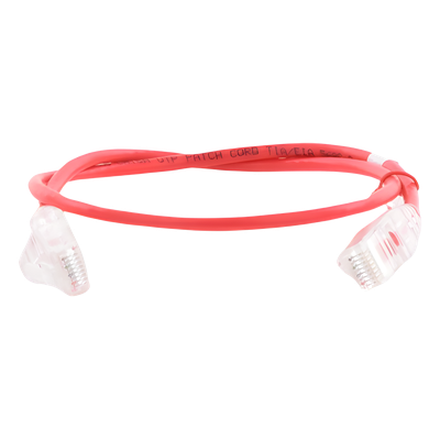 Cable de Parcheo Slim UTP Cat6A / 0.5 m (1.64 ft) / 28 AWG / Rojo / RJ45