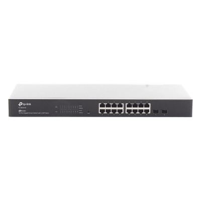 Switch Administrable / 16 Puertos Gigabit RJ45 / 2 Puertos SFP 1G / Rendimiento 36 Gbps / Sin Ventilador / Gestión Centralizada OMADA