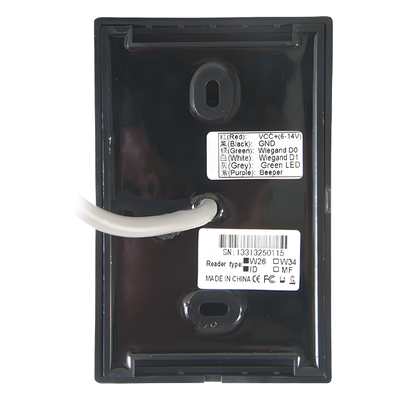 Lector de Proximidad RFID MIFARE / 13.56 MHz / Wiegand 34 Bits / IP65 / ISO14443A / 4.6 x 3 x 0.6 pulgadas / Exterior