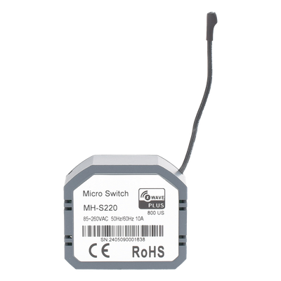 Micromódulo On/Off Z-Wave 700 / 1 Circuito / Doble Control / 85-260V AC / 10A / 44x38x17 mm