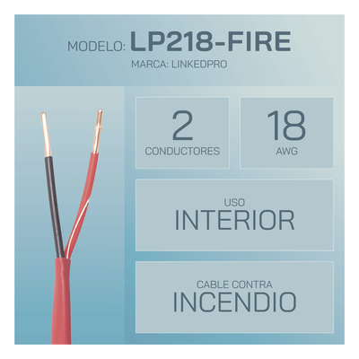 Cable de Alarma contra Incendios / 2x18 AWG / 305 m (1000 ft) / Rojo / FPLR / FT4 UL / Riser