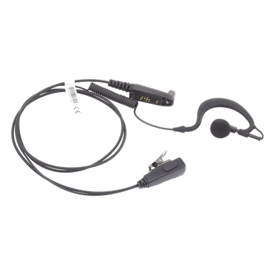 Micrófono-Audífono Profesional / Gancho Ajustable en Forma de G / Cable con Resorte / PTT de Solapa / Compatible con Radios Hytera y Telox