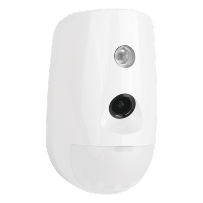 Sensor PIR Inalámbrico / Cámara VGA / Alcance 12 m (39.4 ft) / 85.9° / Inmunidad Mascotas 30 kg / Batería 6 Años / Uso Interior