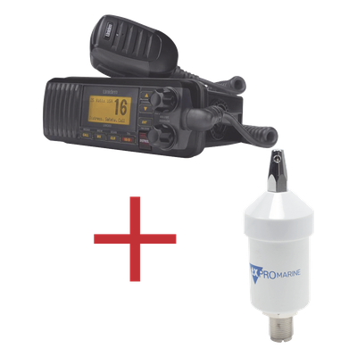 Kit de radio marina con antena de fibra de vidrio / 25W / GPS integrado / IPX4 / Cable 4.5 m (14.8 ft)