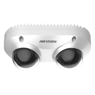 Cámara Panorámica Dual / 4 MP por Lente / 2.8 mm Fijo / IP67 / IK10 / PoE / WDR 120 dB / 10 m (32.8 ft) IR / Audio y Alarma I/O / MicroSD 256 GB