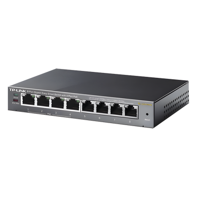 Switch PoE Easy Smart / 8 puertos Gigabit / 4 puertos PoE 802.3af / 55 W total / 11.9 Mpps