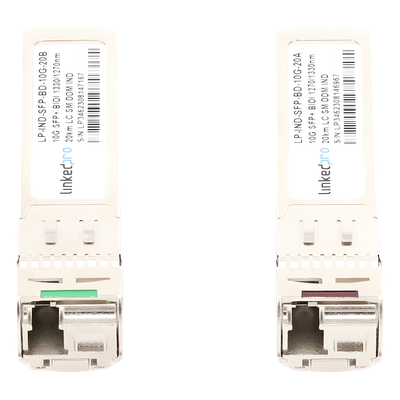 Transceptor Óptico Industrial SFP+ / 10 Gbps / Bidireccional Monomodo / 20 km (12.4 mi) / LC/UPC Simplex / DDM / Rango -40 a 85 °C