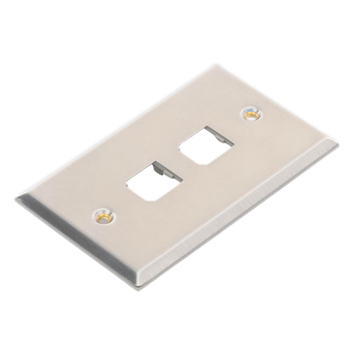Placa de Pared Vertical / Acero Inoxidable Grado 304 / 2 Puertos Mini-Com / 2.75 x 4.5 pulgadas
