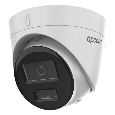 Cámara Turret IP / 2 Megapixel / Dual Light IR 30 m (98.4 ft) + Luz Blanca 20 m (65.6 ft) / Lente 2.8 mm / 103° / Audio Integrado / IP67 / PoE