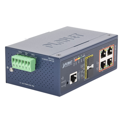 Switch Industrial Administrable Capa 2 / 4 Puertos PoE 802.3af/at Gigabit / 2 Puertos SFP 100/1000X / Anillo Redundante
