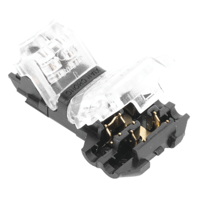 Conector T / 2 Contactos / Extracción Sin Corte / 0.35 a 0.75 mm² / Diámetro Máx 2.1 mm / Transparente con Negro