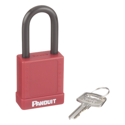 Candado de Bloqueo LOTO / Llave Única / Dieléctrico / Grillete Acero 38.1 mm / Cuerpo Aluminio 45x20x40 mm / Color Rojo