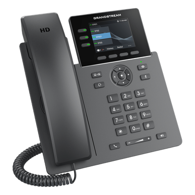 Teléfono IP / 3 Líneas SIP / 12 Botones Virtuales Programables / Pantalla LCD 2.8 Pulgadas / Puertos Gigabit con PoE / Audio HD
