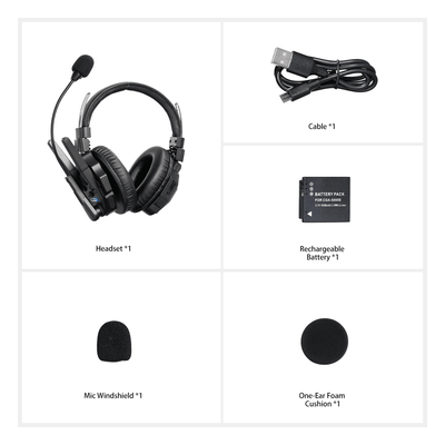 Intercomunicador Inalámbrico Binaural / Cancelación de Ruido IA / Rango 500 m (1640 ft) / Bluetooth 5.0 / Batería 1050 mAh / Resistente a Salpicaduras