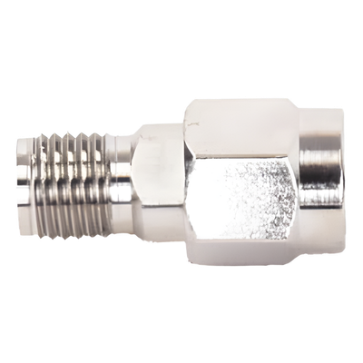 Adaptador RF en Línea / Conector SMA Macho Inverso a SMA Hembra / Cuerpo Bronce Niquelado / Contacto Oro / Aislante Teflón
