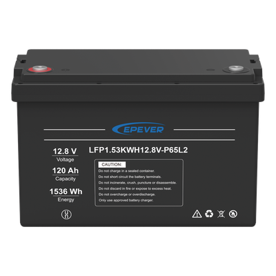 Batería LiFePO4 Ciclo Profundo / 12.8 Vcc / 120 Ah / 1.53 kWh / IP65 / 4000 Ciclos / Serie-Paralelo hasta 4 Unidades