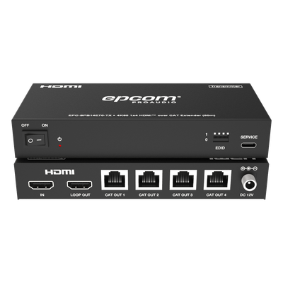 Splitter Extensor HDMI 1x4 / 4K@60Hz / Transmisión 60 m (196.9 ft) / Cable Cat6 / EDID / HDCP 2.2 / Salida Loop