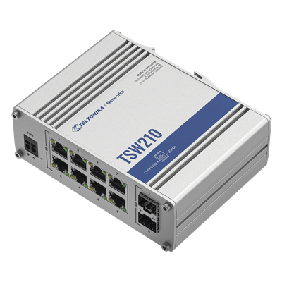 Switch Industrial No-Administrable / 8 Puertos Gigabit / 2 SFP 1G / IP30 / -40°C a +75°C / 4.53 x 3.74 x 1.10 pulgadas
