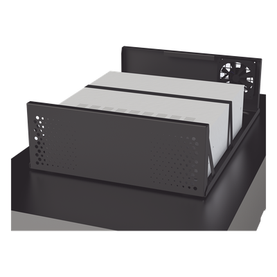 Gabinete Metálico para DVR/NVR / Acero Calibre 20 / 525x180x677 mm / Chapa con Llave / Compatible Ventilador 120 mm / Fijación Mesa o Escritorio