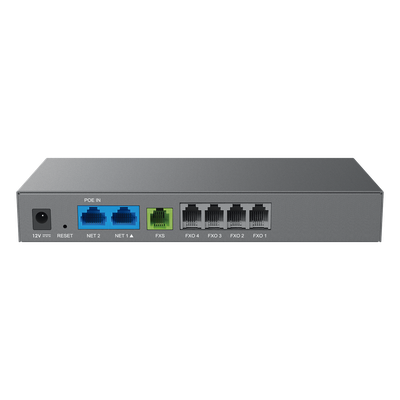 Gateway VoIP / 4 Puertos FXO / 1 Puerto FXS / 3 Perfiles SIP / PoE / NAT / Fax T.38 / Conferencia 3 Vías / Cifrado AES / Failover SIP