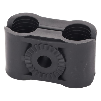 Sujetador Plástico para Cable Coaxial / Doble Fijación / 5/8" / Varilla Roscada 3/8" o M10 / ISO 9001:2015 y RoHS