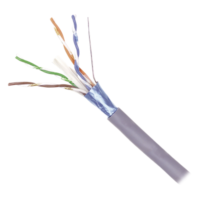 Bobina de Cable Blindado F/UTP / Cat6A / 4 Pares / 10GBase-T / CM / 305 m (1000 pies) / Gris