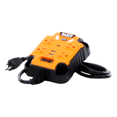 Multicontacto Industrial / 4 Salidas 120 Vca / 2 USB-A y 1 USB-C / Luces LED Integradas / Soporte Magnético / Cable 5' (1.5 m)