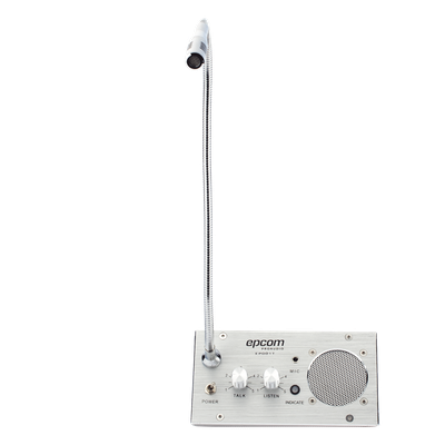 Sistema de Intercomunicación de Ventanilla / Audio Bidireccional / Captación 50 cm / Micrófono Dual Interior y Exterior / Carcasa de Aluminio Espacial / 12V / 2W