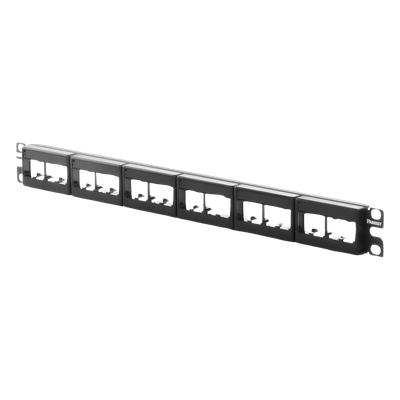 Panel de Parcheo Modular / 24 Puertos / 1UR / Plano / Sin Blindaje / Mini-Com / 19 Pulgadas