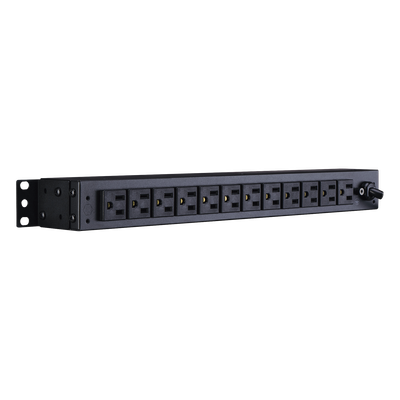 PDU Básico Rack / 12 Tomas NEMA 5-15R Traseras / 15 Amp / 120 Vca / 1UR / Cable 4.5 m (14.8 ft)