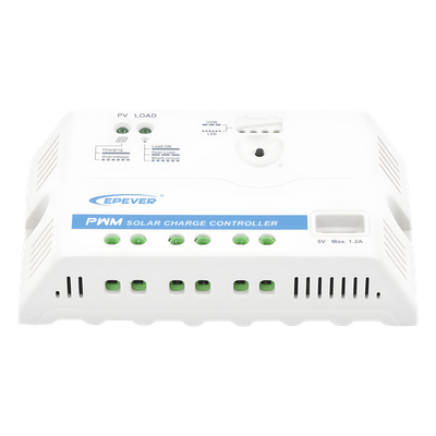 Controlador de Carga Solar PWM / 12/24 V Auto / 20 A / USB 5V 1.2A / 120.3x67x21.8 mm (4.7x2.6x0.9 in)