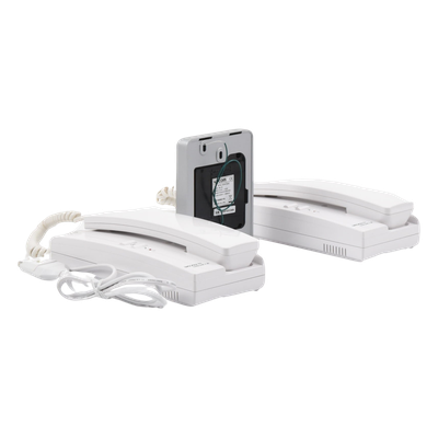 Kit de Audio Portero / 2 Auriculares / Frente de Calle Metálico / Montaje Pared o Escritorio / 0.5W-3.3W