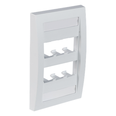 Placa de Pared Vertical Ejecutiva / 6 Puertos Mini-Com / Perfil Elevado / 69.8 x 114.3 mm (2.75 x 4.5 pulg.) / Blanco