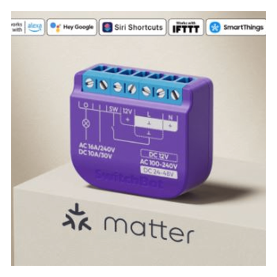 Relevador Inteligente / WiFi+BLE / Salida Contacto Seco / 16A AC / 42x36x16 mm / 138x118x52 pies / Compatible Alexa y Google Home