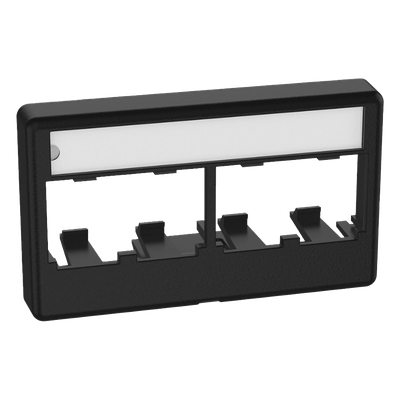 Placa de Mobiliario Modular / 4 Puertos Mini-Com / ABS Negro / 2.9x0.88x1.77 pulg (73.66x22.35x44.95 mm)