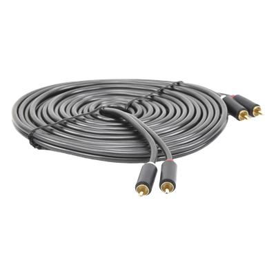 Cable de Audio 2 RCA Macho a 2 RCA Macho / 5 Metros (16.40 Pies) / Cobre Libre de Oxígeno / Conectores Chapados en Oro / Doble Blindaje EMI/RFI