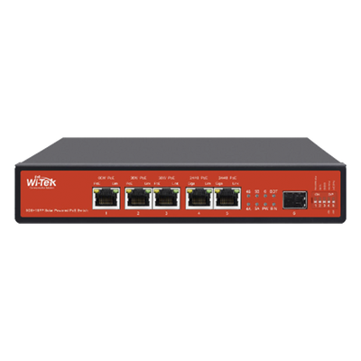 Controlador Solar con Switch PoE Industrial / 1 Puerto 802.3bt 90W / 2 Puertos 802.3af/at 30W / 2 Puertos PoE Pasivo 24/48 Vcc 24W / Puerto SFP / 15A / Entrada 45 Vcc
