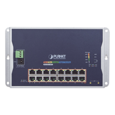 Switch Industrial Administrable Capa 2 de Pared / 16 Puertos PoE 802.3at Gigabit / 2 Puertos SFP / IP40 / -10 a 60 °C / 240W