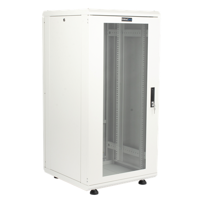 Gabinete Rack de Piso / 24U / 19 Pulgadas / Vidrio con Cerradura / Carga 750 kg / 600x605x1190 mm (23.6x23.8x46.9 in) / Acero Calibres 16-18-20
