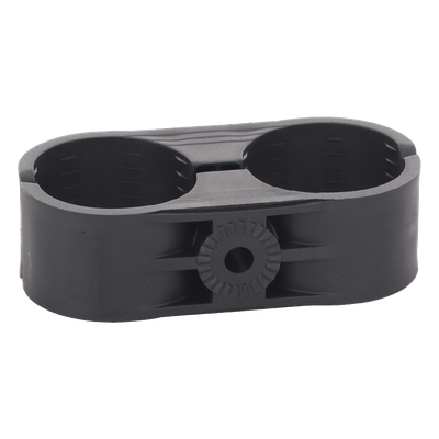 Sujetador Plástico para Cable Coaxial / 2 Cables / 2-1/4" / Ajuste 2.48 a 2.56 in (63 a 65 mm) / Montaje Varilla 3/8" o M10