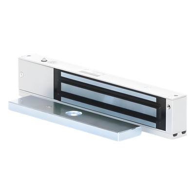 Chapa Magnética Electromagnética / 600 lbs / Antisabotaje / Sensor de Estado / LED Indicador / Aluminio Anodizado / 12/24 VCC